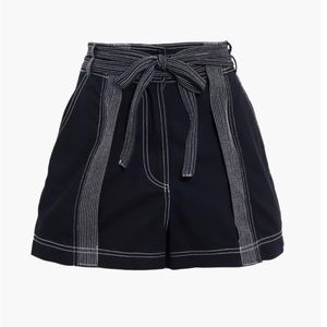 Ulla Johnson Gavin belted topstitched cotton-twill shorts